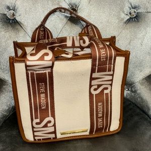 Pre Loved Steve Madden Brown and Tan Bwebber Crossbody/Handbag